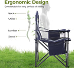 ALPHA CAMP Heavy Duty Camping Chair 500LBS Capacity, Oversized Folding Chair for Heavy People, Padded Portable Outdoor Chair with Cooler Bag & Cup Holder for Camping, Fishing, Beach - Image 5