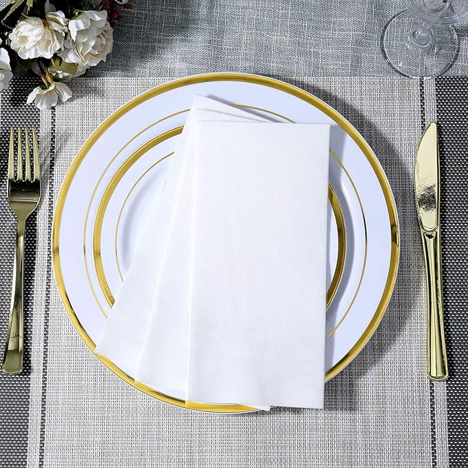 FOCUSLINE 100 Disposable Bathroom Napkins, Linen-Feel Paper Guest Towels - Image 8