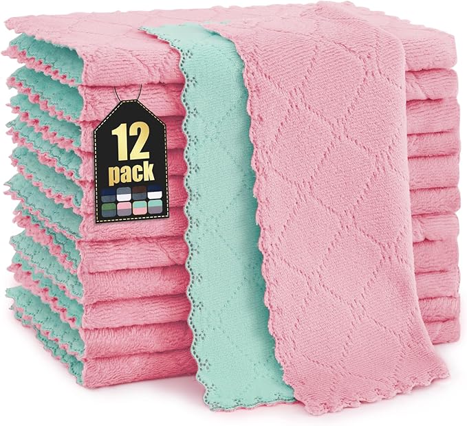 Homaxy 12 Pack Kitchen Cloths Dish Towels, Super Soft and Absorbent Dish Cloths by Homaxy