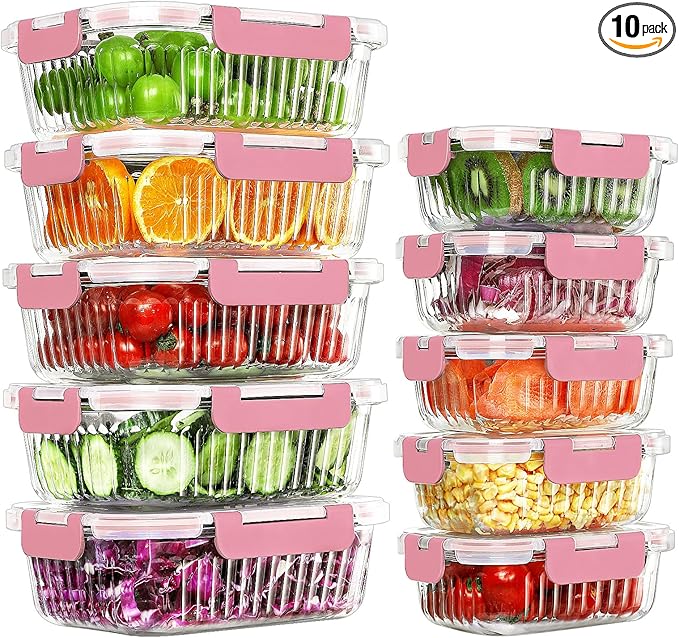 KOMUEE 10 Packs Glass Meal Prep Containers by KOMUEEUS
