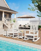 GarveeLife Poly Lumber Rocking Chair Outdoor Set of 6 - HDPE High Back Porch Rocker Chairs for Adults - All Weather Resistant Furniture for Patio - White - Image 6