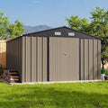 Patiowell 10 x 8 FT Outdoor Storage Shed, Large Garden Tool Metal Shed with Sloping Roof and Double Lockable Door, Outdoor Shed for Backyard Garden Patio Lawn, Brown by Patiowell