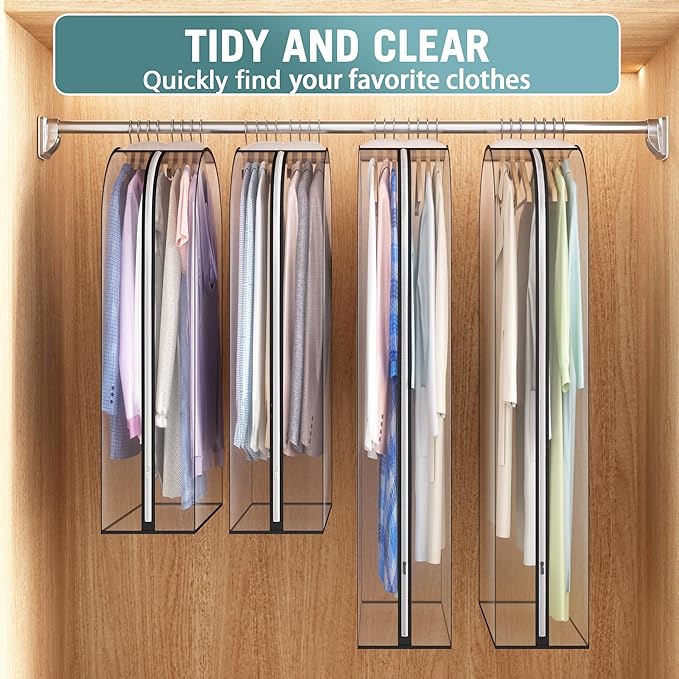 Clear Garment Bag for Hanging Clothes 10” Gusseted, Suit Bags for Open Closet - Image 6