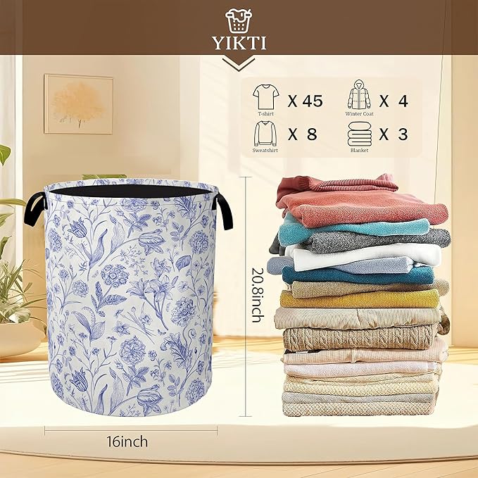 Hydrangea Flowers Laundry Basket, Rustic Floral Clothes Hamper, Oxford Cloth - Image 2
