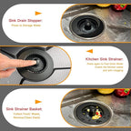 Kitchen Sink Drain Strainer 3 in 1, 304 Stainless Steel Pop Up Sink Stopper - Image 4