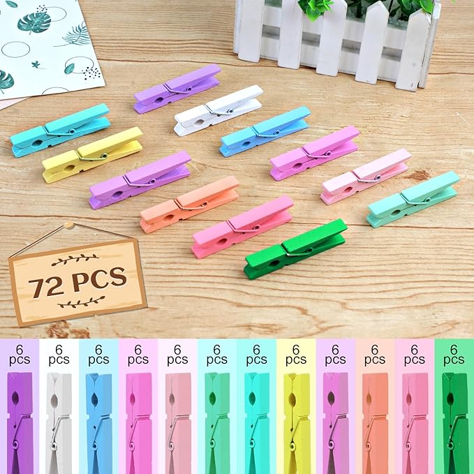Phinus 72 Pcs Wooden Clothes Pins, 2.9 Inch Clothes Pins - Image 5