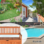 Tangkula Outdoor Wood Storage Bench Deck Box, Entryway Porch Storage Bench with Inner Removable Dust-Proof Lining & Portable Handles, Eucalyptus Wood Loveseat for Garden, Lawn, Balcony & Yard - Image 8