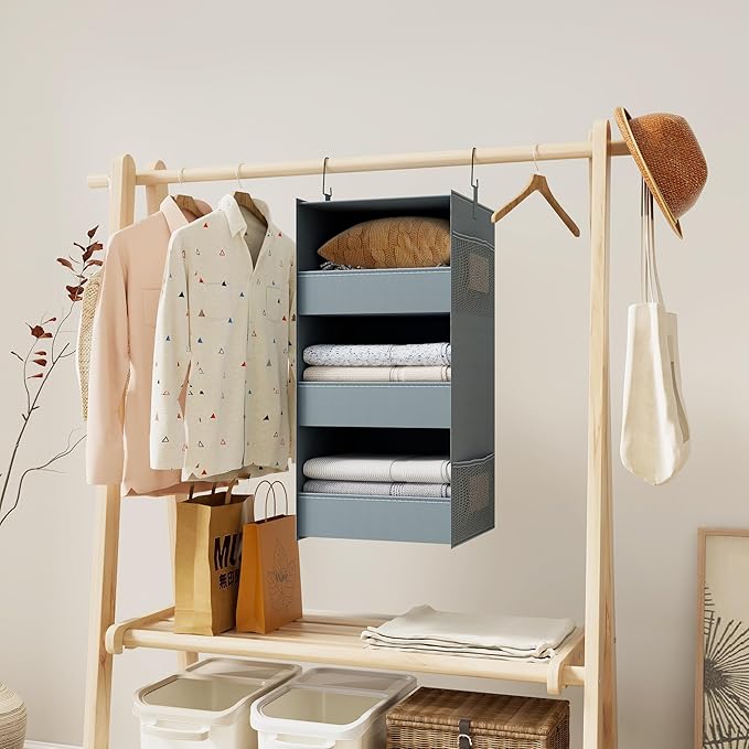 3-Shelf Hanging Closet Organizer and Storage, Foldable Hanging Closet Shelves - Image 7
