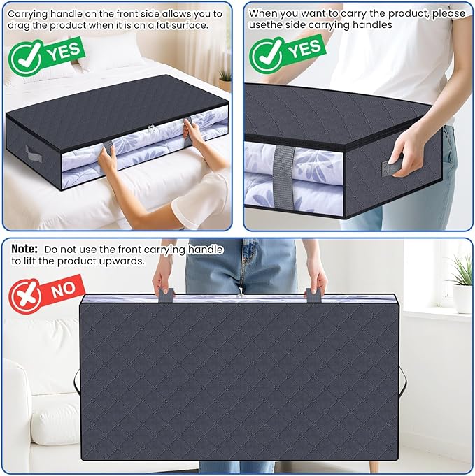 Under Bed Storage Containers, 6 Pack Blanket Storage Bags, Collapsible Storage - Image 5