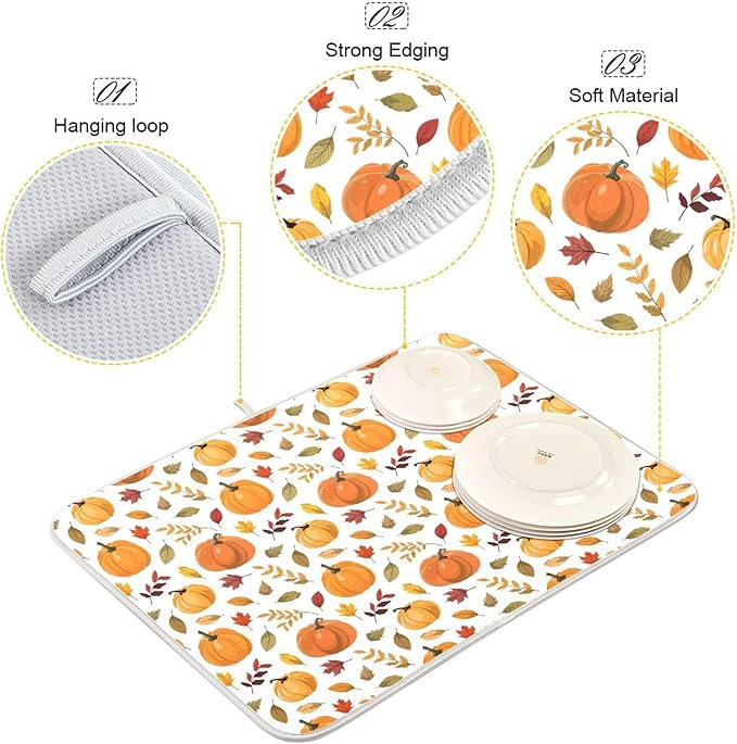 Fall Pumpkin Pattern Dish Drying Mat - Image 4