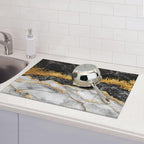 Gold and Black Grey Kitchen Drying Mat Black Gold Marble Decor Microfiber Dish - Image 2
