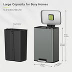 EKO Madison Nardo Grey Stainless Steel 50 Liter/13.2 Gallon Step Trash Can - Image 2
