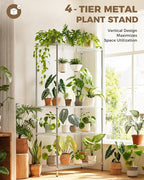 Large Plant Shelf Indoor Plant Stand Outdoor 4 Tier for Plants Heavy Duty 3000lbs Plant Rack Storage Shelves Adjustable Tall Plant Holder for Balcony Garden Patio - Image 2