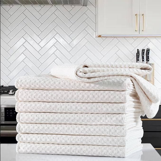 POLYTE Ultra Premium Microfiber Kitchen Dish Hand Towel Waffle Weave, 8 Pack - Image 6