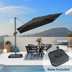 PURPLE LEAF 9 Feet Square Cantilever Umbrella Patio Umbrella with Base Outdoor Umbrella Aluminum Offset with 360-degree Rotation for Garden Deck Pool Patio Black - Image 2
