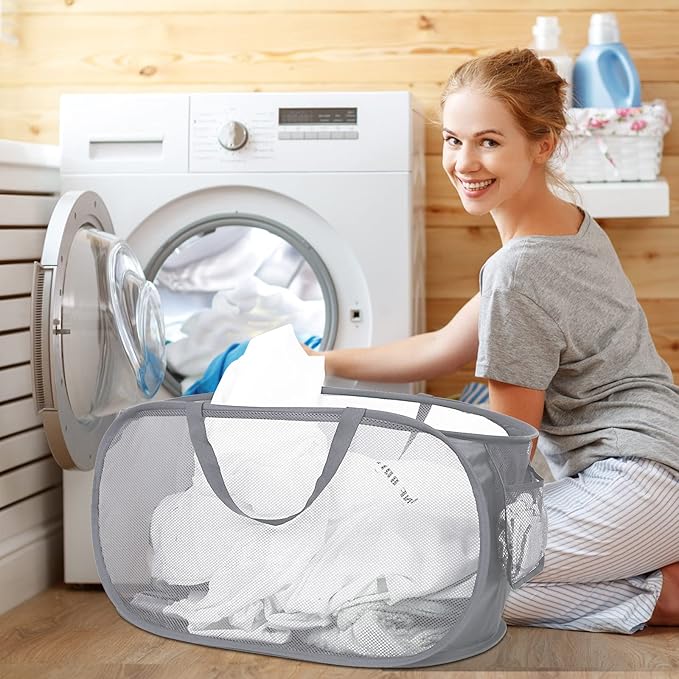 4 Pcs Durable Collapsible Laundry Baskets, Foldable Laundry Basket Large Opening - Image 2