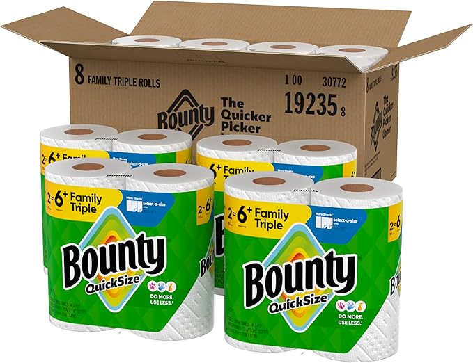 Bounty Quick-Size Paper Towels, 8 Family Triple Rolls = 27 Regular Rolls - Image 10