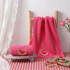 2 Pcs Watermelon Hand Towels Bright Pink Bathroom Decor 14x29 Inch Embroidered - Image 4