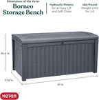 Keter Outdoor Storage Deck Box for Patio, Backyard & Garden, Borneo, 110 Gal, Grey - Lockable, Organizing, and Waterproof Plastic Container Bench - Image 3