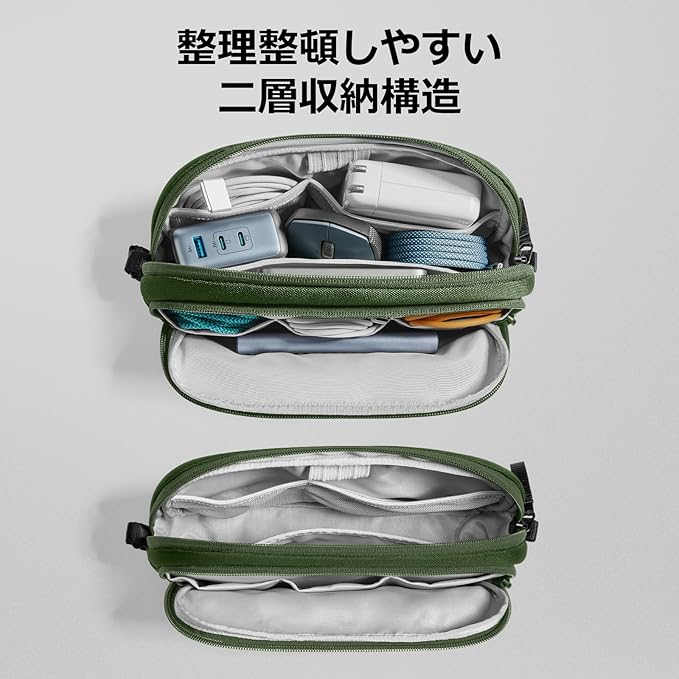 tomtoc Electronic Organizer Travel Case, Water Resistant Dual Compartment Tech - Image 2