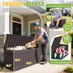 Greesum Outdoor Storage Box 82 Gallon Storage Bin with Lid for Patio Furniture, Garden Tools, Pool Supplies, Waterproof and UV Resistant, Lockable, Dark Brown - Image 6