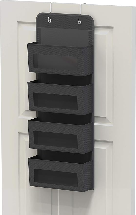 Simple Houseware 4 Clear Window Pocket Over Closet Door Storage Hanging - Image 8