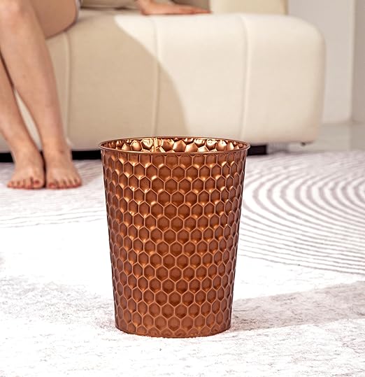 Small Metal Trash Can Wastebasket, Decorative Honeycomb Garbage Can Waste Basket - Image 8