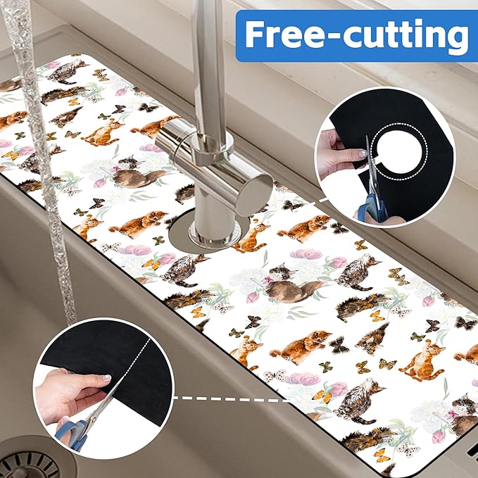 Cute Cat and Butterfly Dish Drying Mat - Image 7