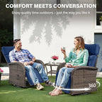Belord 5 Piece Wicker Patio Furniture Set with 30" Propane Fire Pit Table, Outdoor Swivel Recliner Chairs with Adjustable Backrest & Footrest for Patio Conversation and Backyard Gathering - Image 3
