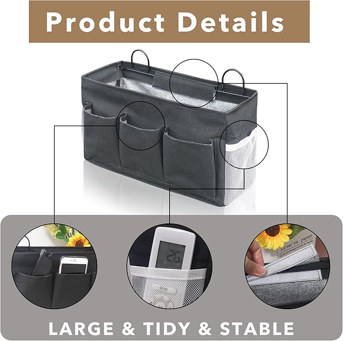 2pcs 3-pockets Large Wall Hanging Organizer Bag, Linen Fabric Door Hanging - Image 5