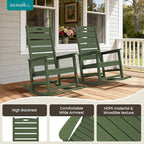 SERWALL Outdoor Rocking Chair Set of 2, Oversized Rocking Chair with Footboard for Adults, HDPE All Weather Resistant Rocking Chairs for Patio, 350lbs Weight Capacity,Avocado Green - Image 9