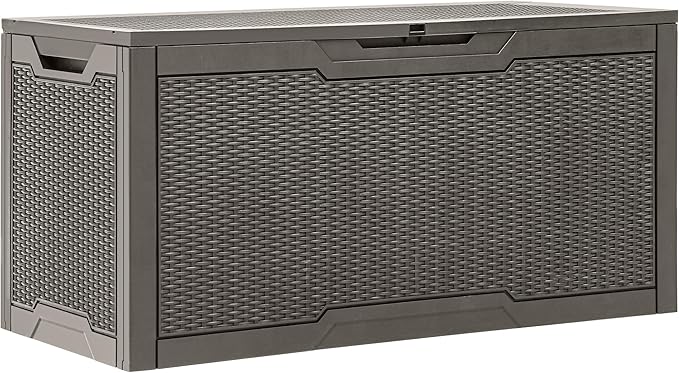 YITAHOME 100 Gallon Resin Deck Box, Weather Resistant Outdoor Storage Box, Lockable Indoor Outdoor Storage for Supplies and Essentials, Taupe - Image 7