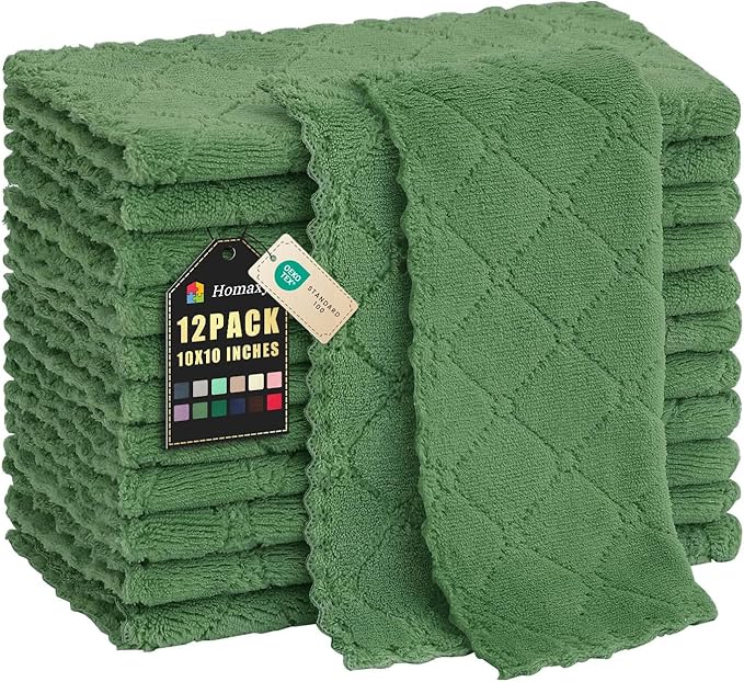 Homaxy 12 Pack Kitchen Dish Cloths, Super Soft and Absorbent Coral Velvet Dish by Homaxy