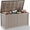 180 Gallon Resin Outdoor Deck Box Waterproof Patio Furniture, Garden Tools, Cushions, Pool Accessories Outside Storage Box (180 Gallon,Grey) by MAIUSCOLI