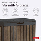 Keter Signature Everwood 50 Gallon Resin Deck Box for Outdoor Storage – Weather‑Resistant Balcony & Patio Box for Cushions, Throw Pillows & Garden Tools, Walnut - Image 2
