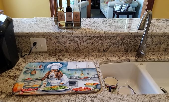 Caroline's Treasures DAC6196DDM Basset Hound The Chef Dish Drying Mat Absorbent - Image 2