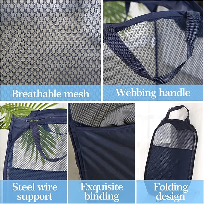 AQQA 6 Pcs Handy Laundry Collapsible Mesh Foldable Hampe, Popup Laundry Basket - Image 3