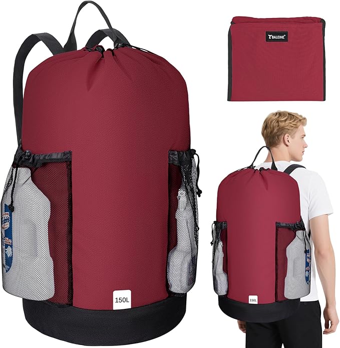 BALEINE 150L Laundry Bag Backpack, 900D Oxford Fabric Large Travel Laundry Bags by BALEINE