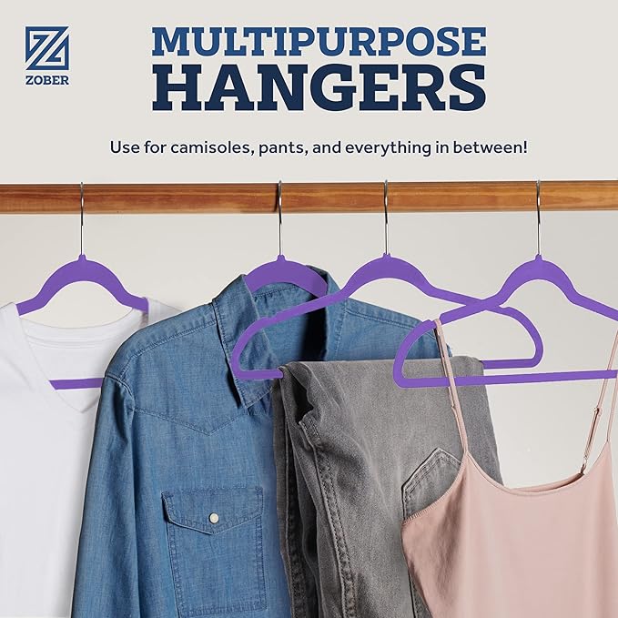 ZOBER Purple Velvet Hangers 50 Pack - Image 6