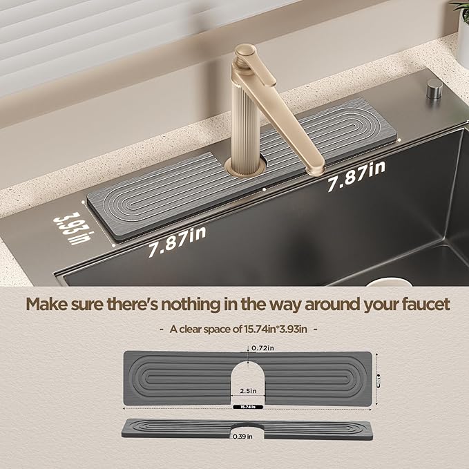 Faucet Mat for Kitchen Sink, Diatomite Stone Drying Sink Protectors, Bathroom - Image 5