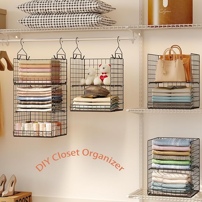 5 Tier Closet Hanging Organizer and Storage Separable Hanging Closet Shelves - Image 5
