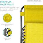 Best Choice Products Set of 2 Adjustable Steel Mesh Zero Gravity Lounge Chair Recliners w/Pillows and Cup Holder Trays - Sunflower Yellow - Image 7