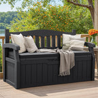 Greesum 80 Gallon Outdoor Storage Bench Deck Box with Cushion & Armrest, Lockable, Waterproof UV Resistant, Comfortable Seating for Patio, Pool, Garden, Black - Image 2