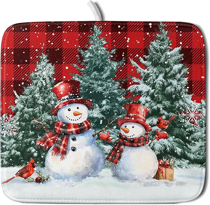 Christmas Snowman Dish Drying Mat by Kawani