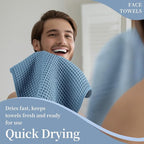 Microfiber Waffle Face Towels, 2 Pieces, Fast Drying, Lint Free 430 GSM - Image 5