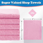 FIXSMITH Microfiber Cleaning Cloth, Shop Towels Bulk, 24 Pack Pink Microfiber - Image 2