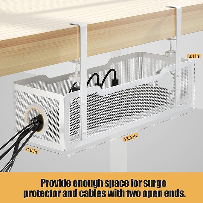 2 Pack Under Desk Cable Management Box White, Cinati 26.8" Wire Organizers No - Image 5
