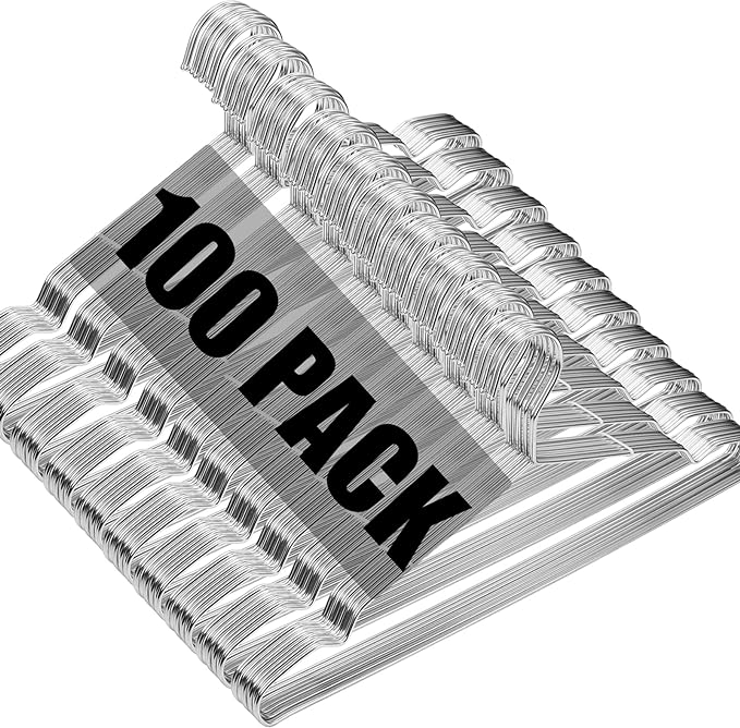 Hangers 100 Pack Wire Hangers Heavy Duty Clothes Hanger Ultra Thin Space Saving by WYCQKL