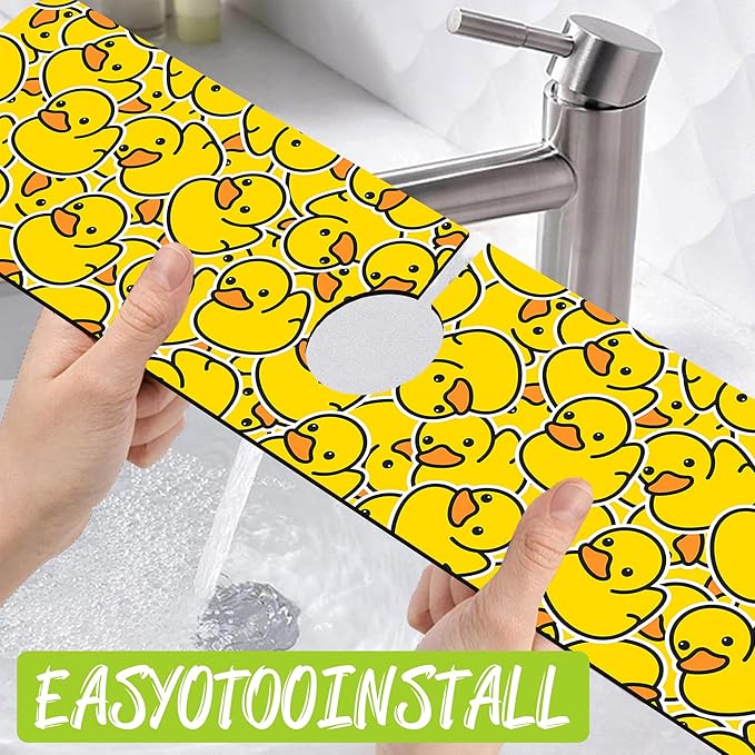 Sink Splash Guard Faucet Mat Rubber Ducky Absorbent Fast Drying Mat Sink - Image 4