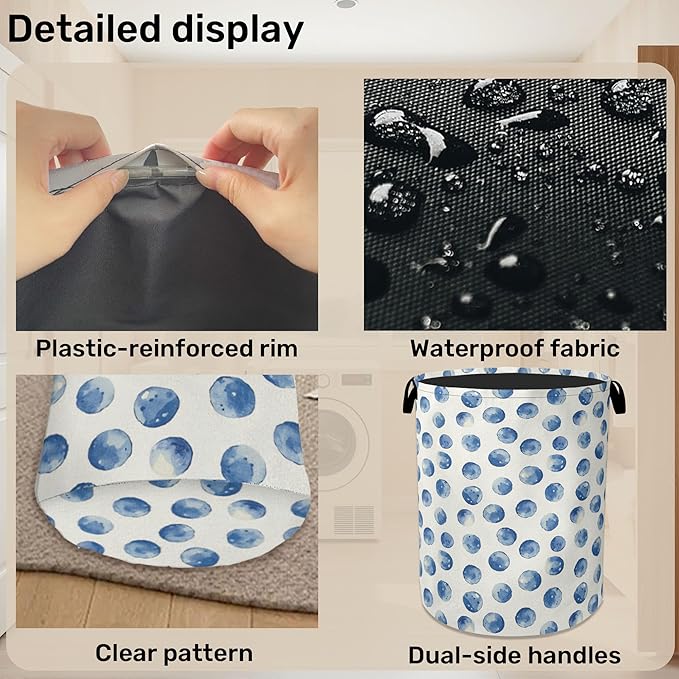 Blue Polka Dots Laundry Basket - Image 5